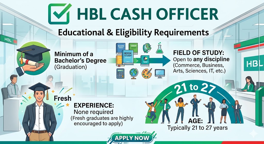 HBL Bank branch interior with Cash Officer serving a customer professionally